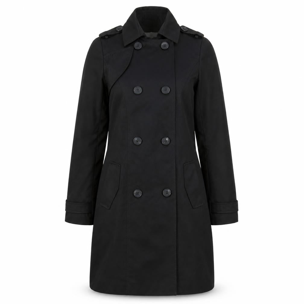 VILA Womens Black Pea Coat Coat Size XS Button