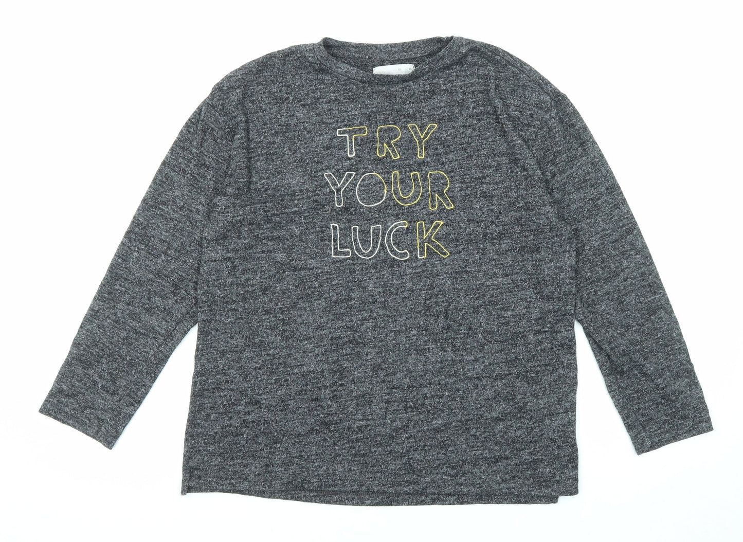 Zara Womens Grey Viscose Basic T-Shirt Size 10 Round Neck - Try Your Luck