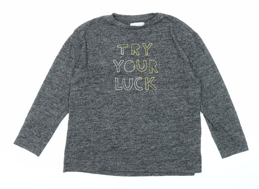 Zara Womens Grey Viscose Basic T-Shirt Size 10 Round Neck - Try Your Luck