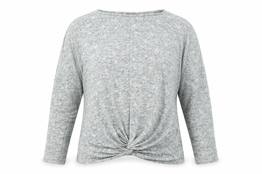 Dorothy Perkins Womens Grey Geometric Polyester Basic Blouse Size M Round Neck - Twist Detail