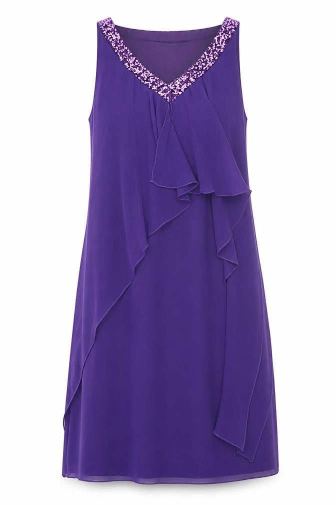 Mei Mei Womens Purple Polyester Shift Size 14 V-Neck Pullover