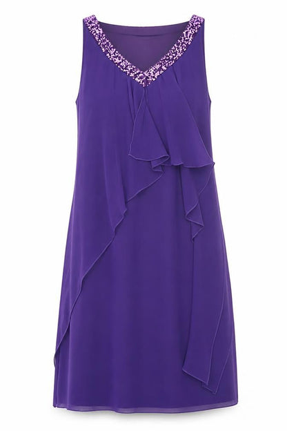 Mei Mei Womens Purple Polyester Shift Size 14 V-Neck Pullover