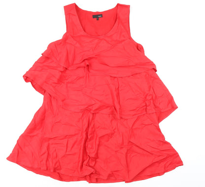 Next Womens Red Polyester Trapeze & Swing Size 16 Scoop Neck Zip