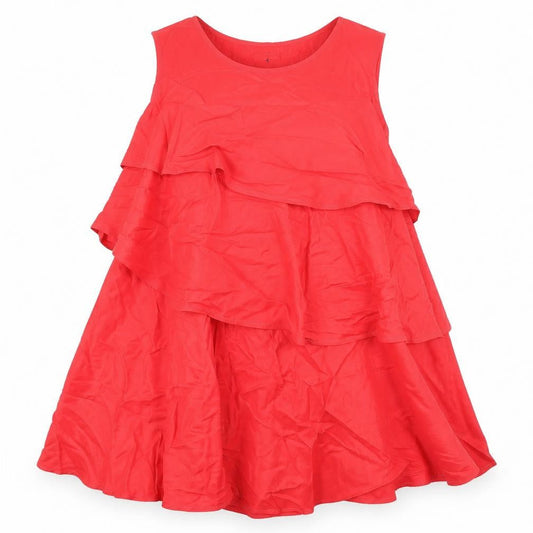 Next Womens Red Polyester Trapeze & Swing Size 16 Scoop Neck Zip