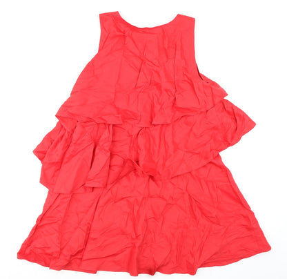 Next Womens Red Polyester Trapeze & Swing Size 16 Scoop Neck Zip