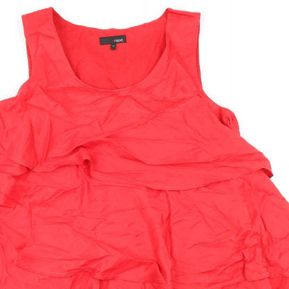Next Womens Red Polyester Trapeze & Swing Size 16 Scoop Neck Zip
