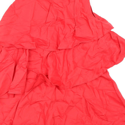 Next Womens Red Polyester Trapeze & Swing Size 16 Scoop Neck Zip