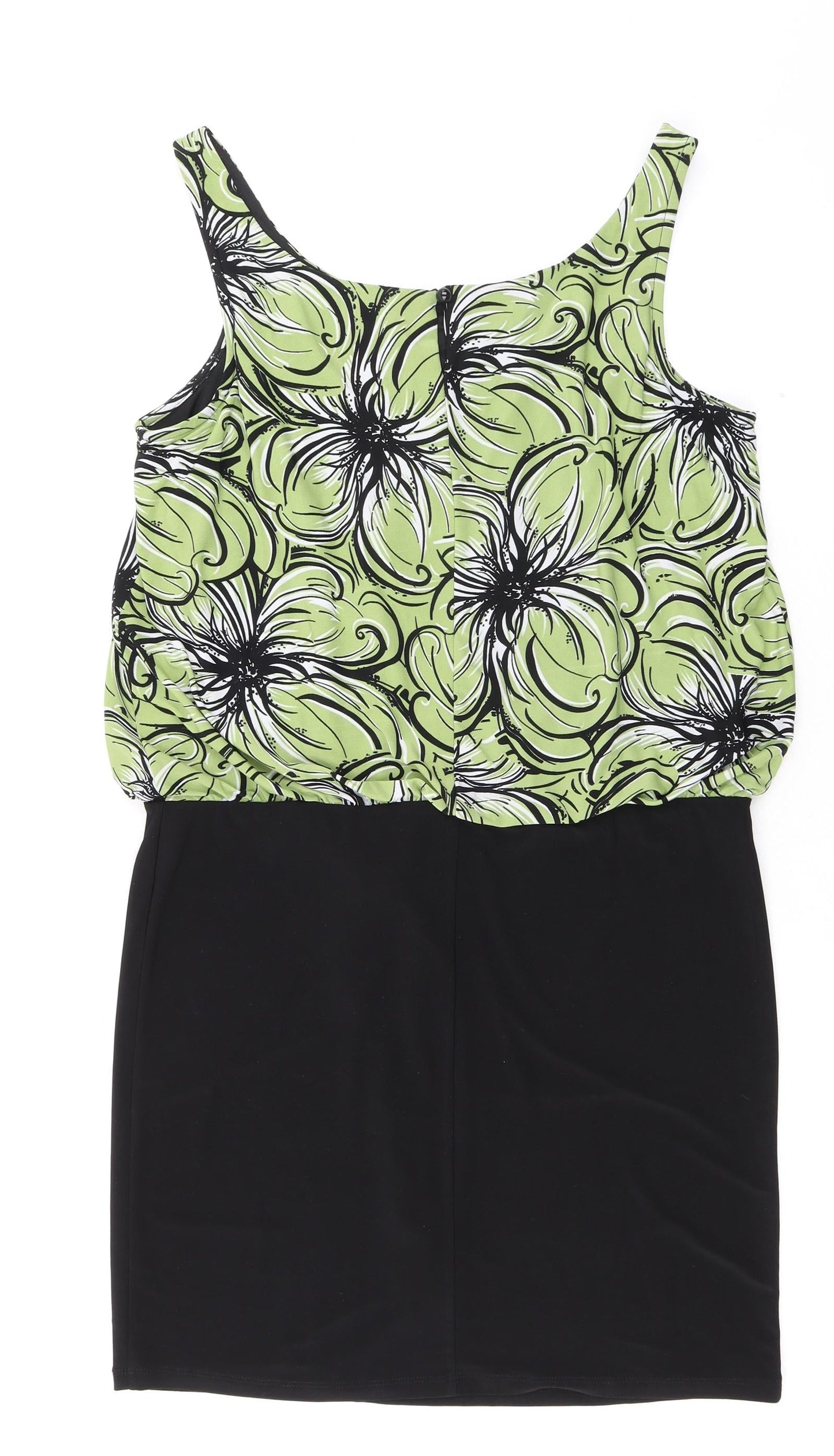 AA Studio Womens Green Floral Polyester A-Line Size 12 Round Neck Pullover
