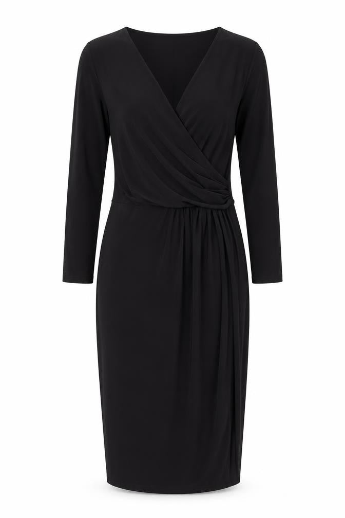 Pretty Kitty Fashion Womens Black Polyester Sheath Size 10 V-Neck Pullover