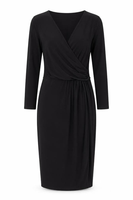 Pretty Kitty Fashion Womens Black Polyester Sheath Size 10 V-Neck Pullover