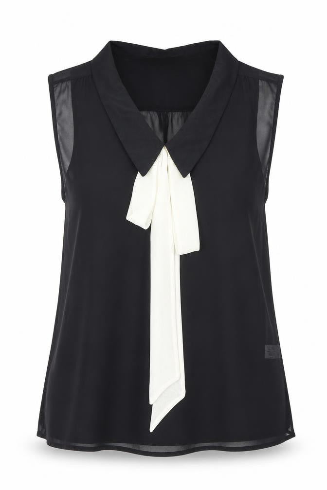 Select Womens Black Polyester Basic Blouse Size 10 Collared