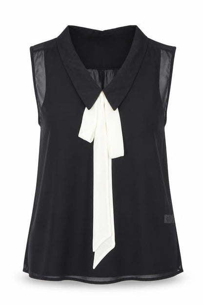 Select Womens Black Polyester Basic Blouse Size 10 Collared
