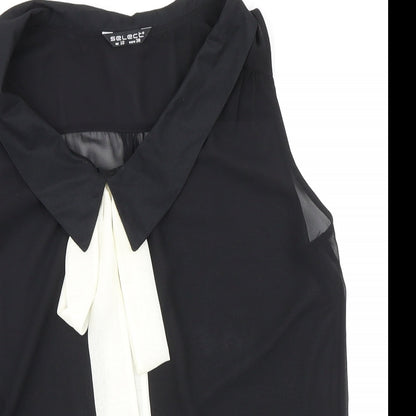 Preloved Select Womens Black Polyester Basic Blouse Size 10 Collared - Detail