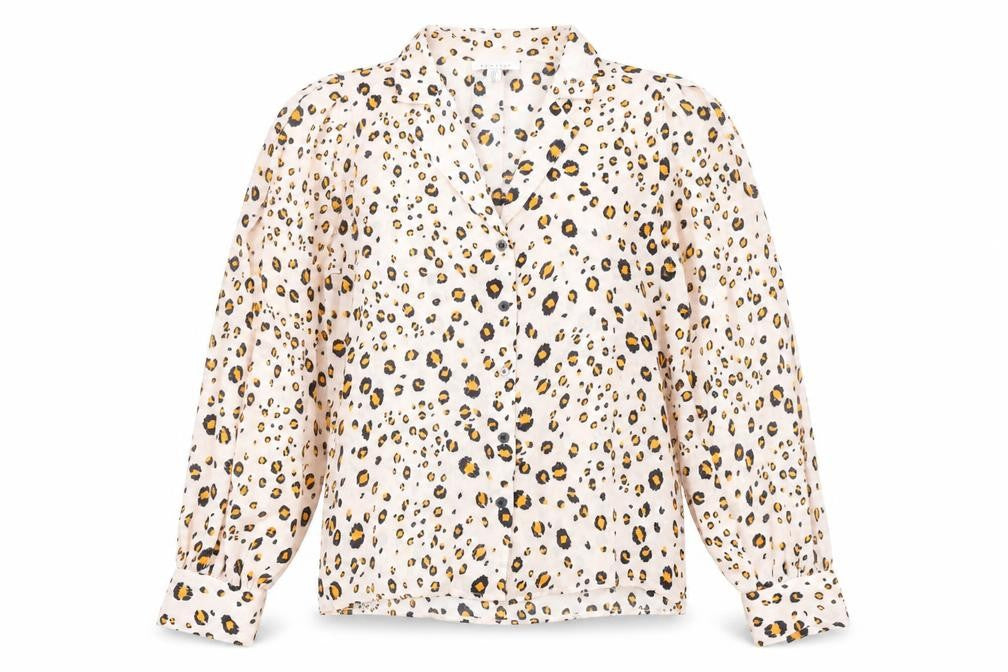Topshop Womens Multicoloured Animal Print Polyester Basic Button-Up Size 8 Collared - Leopard Print