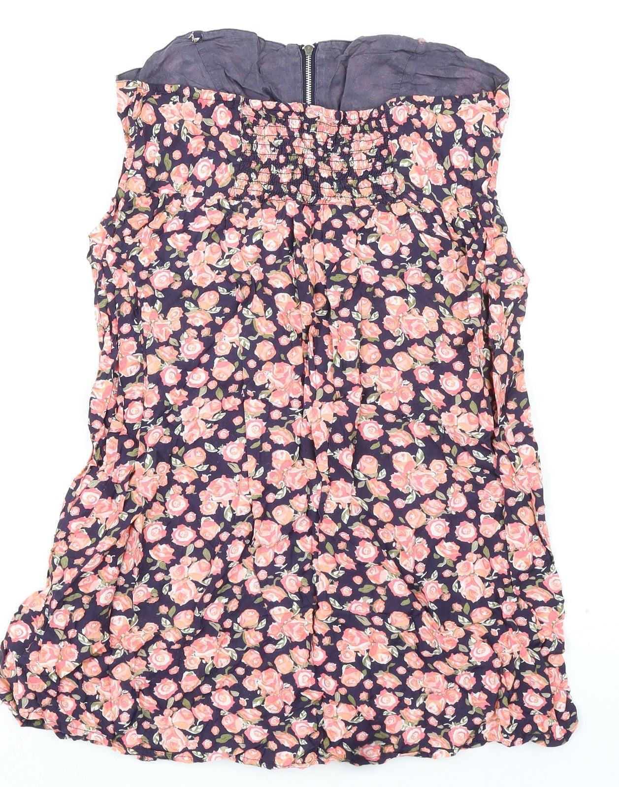 Tinster Womens Multicoloured Floral Viscose Mini Size 8 Square Neck Pullover
