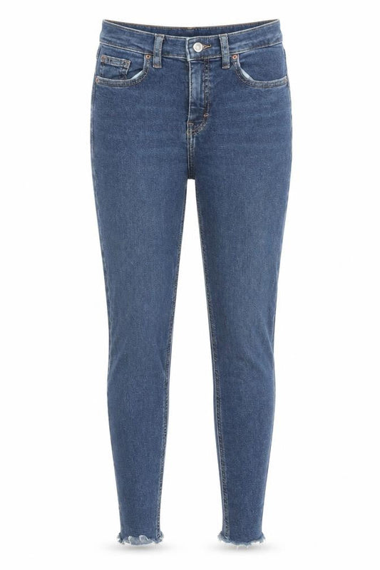 Topshop Womens Blue Polyester Skinny Jeans Size 26 in L32 in Regular Zip - Raw Hem