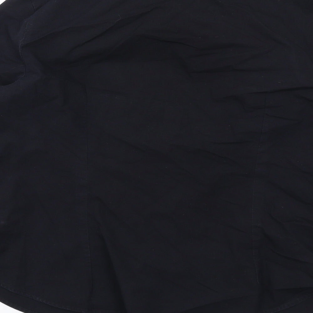 Marks and Spencer Womens Black Cotton Basic Button-Up Size 14 Collared