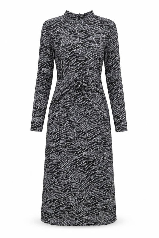 New Look Womens Grey Animal Print Polyester Maxi Size 10 Mock Neck Zip