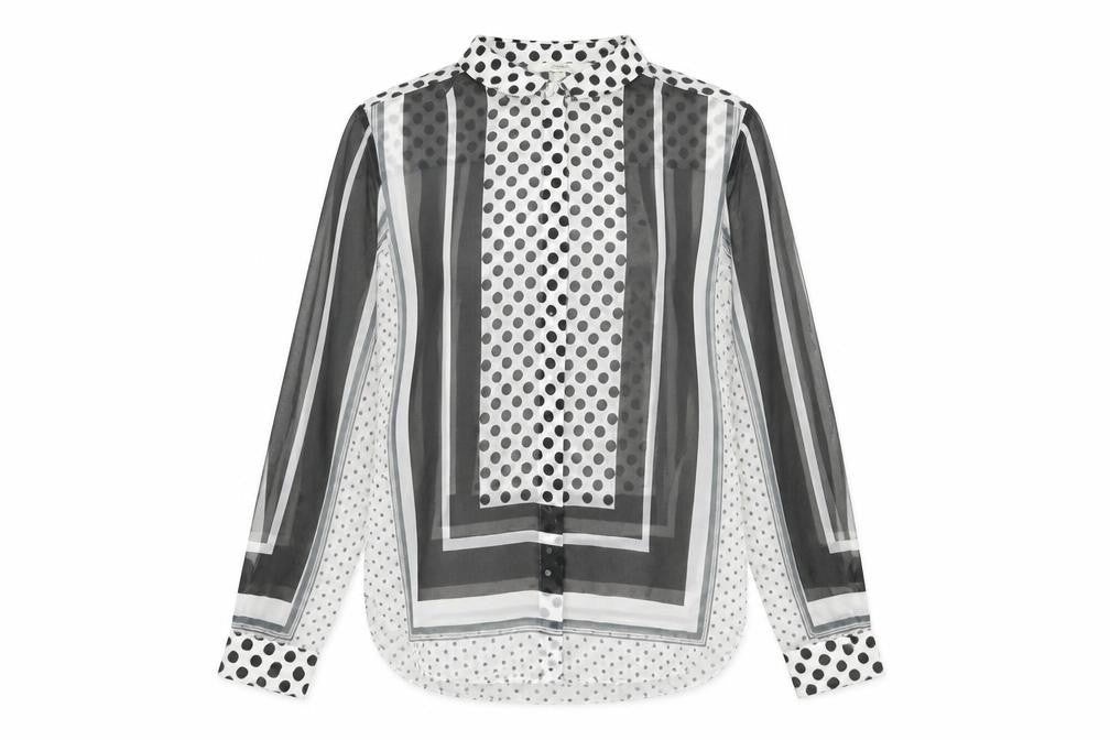 NEXT Womens Grey Geometric Polyester Basic Button-Up Size 14 Round Neck
