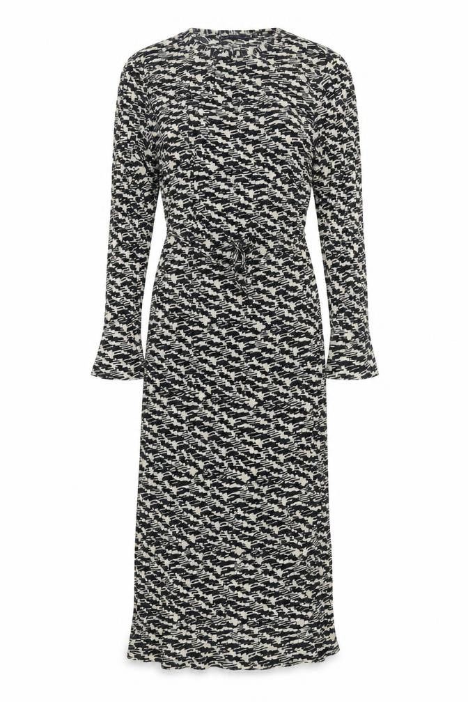 Marks & Spencer Womens Black Geometric Polyester Maxi Size 6 Round Neck Pullover