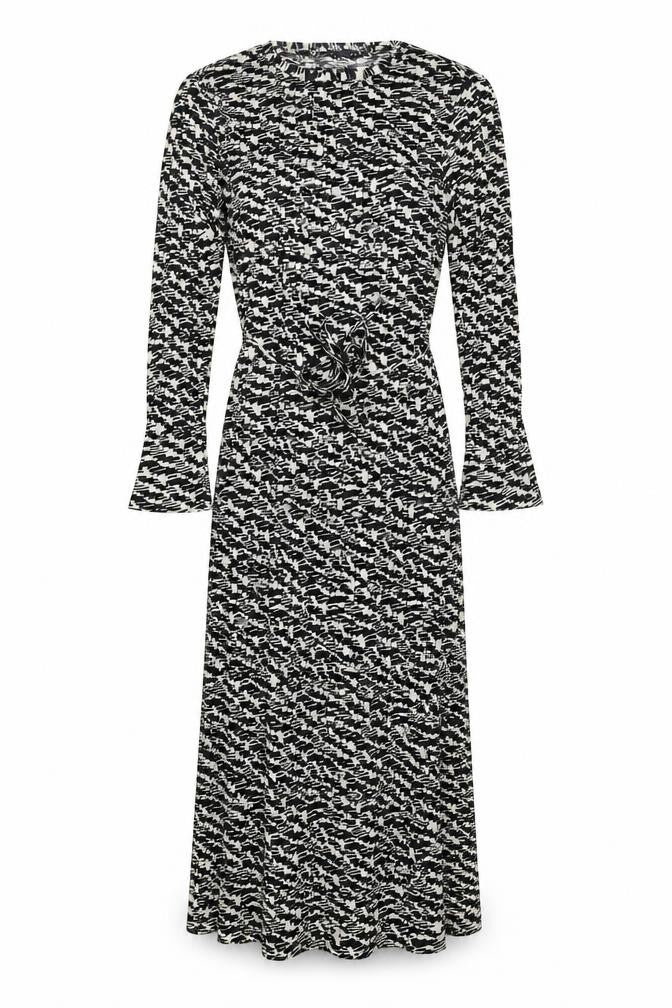 Marks & Spencer Womens Black Geometric Polyester Maxi Size 14 Round Neck Pullover