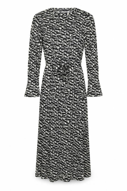Marks & Spencer Womens Black Geometric Polyester Maxi Size 14 Round Neck Pullover
