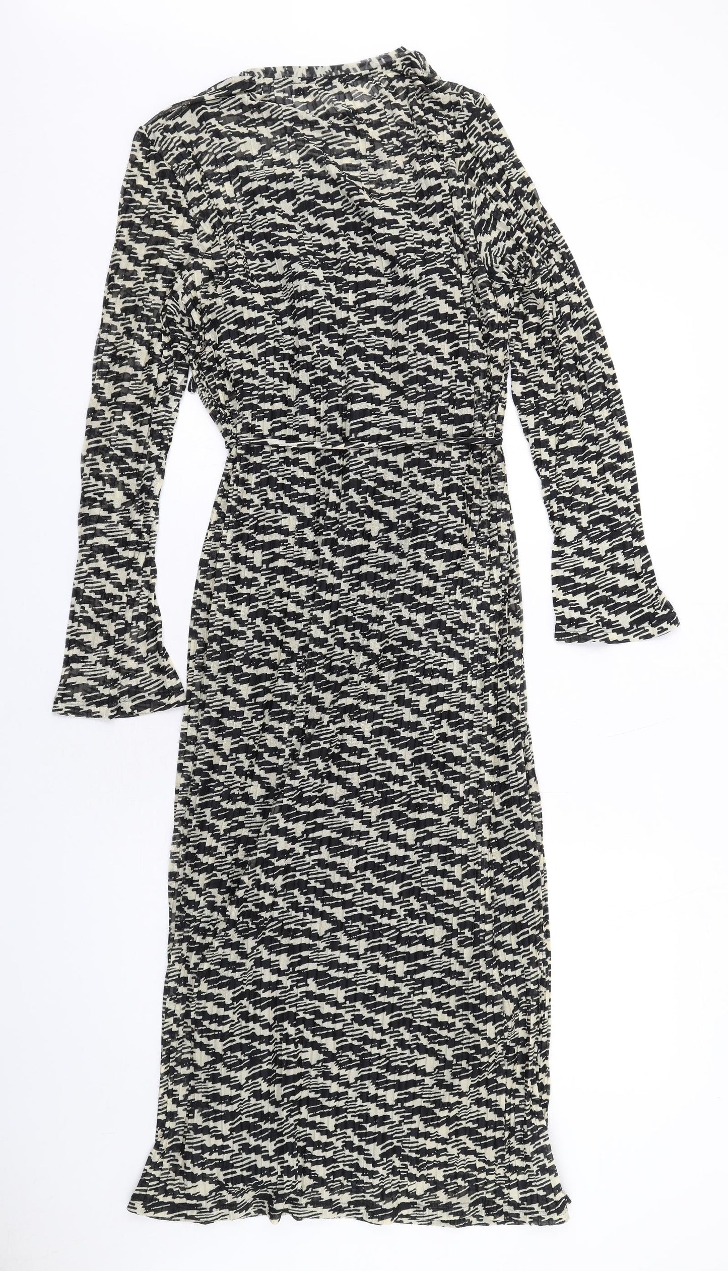 Marks and Spencer Womens Black Geometric Polyester Maxi Size 14 Round Neck Pullover