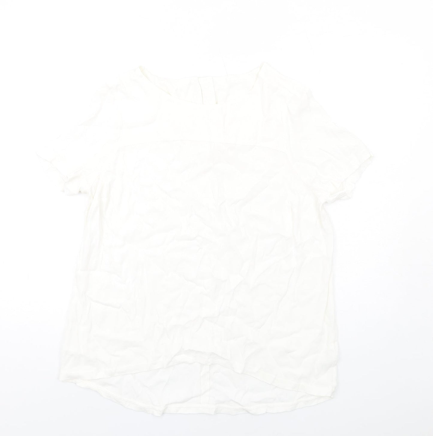 Marks and Spencer Womens White Viscose Basic T-Shirt Size 16 Round Neck