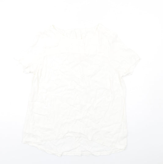 Marks and Spencer Womens White Viscose Basic T-Shirt Size 16 Round Neck