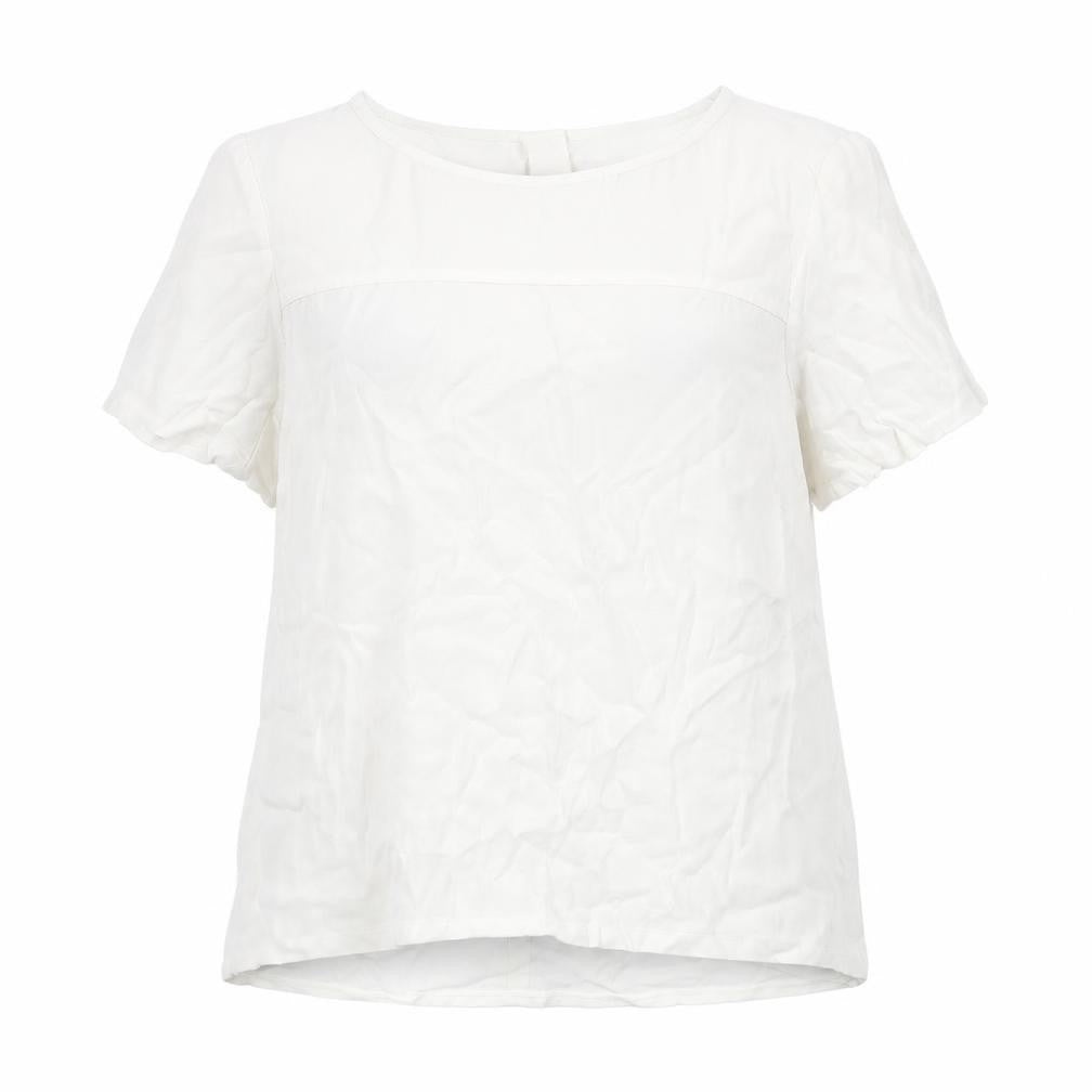Marks & Spencer Womens White Viscose Basic T-Shirt Size 16 Round Neck