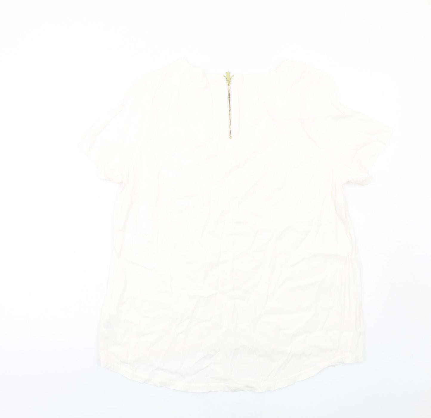 Marks and Spencer Womens White Viscose Basic T-Shirt Size 16 Round Neck