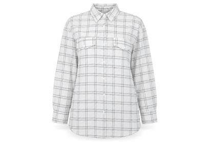 PRETTYLITTLETHING Womens White Check Polyester Basic Button-Up Size 10 Collared