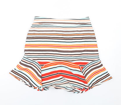 Oasis Womens Multicoloured Striped Polyester Trumpet Skirt Size 10 Zip