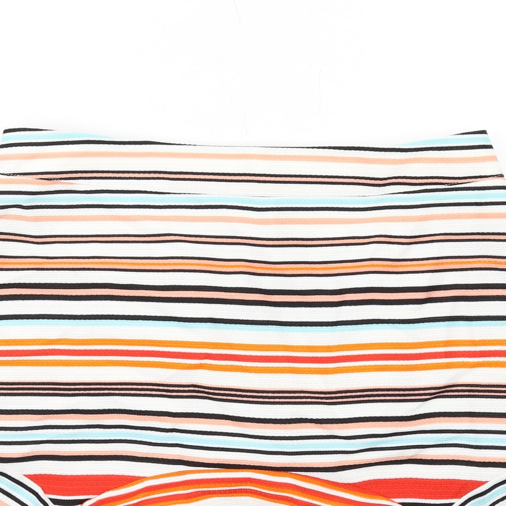 Oasis Womens Multicoloured Striped Polyester Trumpet Skirt Size 10 Zip