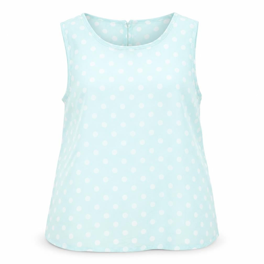 New Look Womens Green Polka Dot Polyester Basic Tank Size 12 Round Neck
