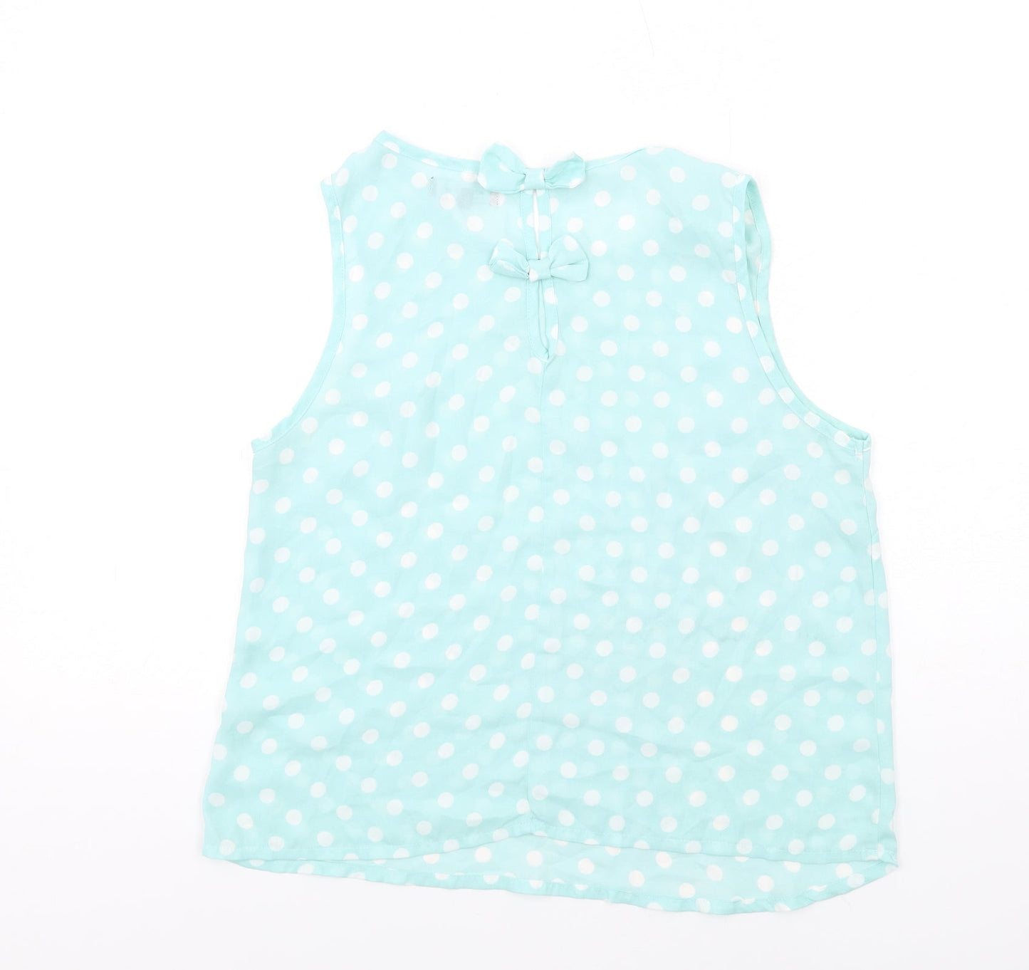 New Look Womens Green Polka Dot Polyester Basic Tank Size 12 Round Neck