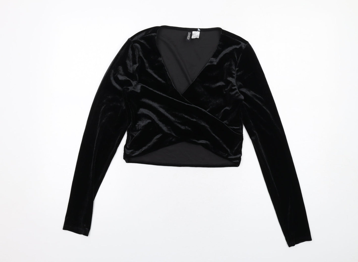 H&M Womens Black Polyester Basic Blouse Size M V-Neck