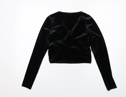 H&M Womens Black Polyester Basic Blouse Size M V-Neck