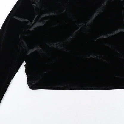 H&M Womens Black Polyester Basic Blouse Size M V-Neck