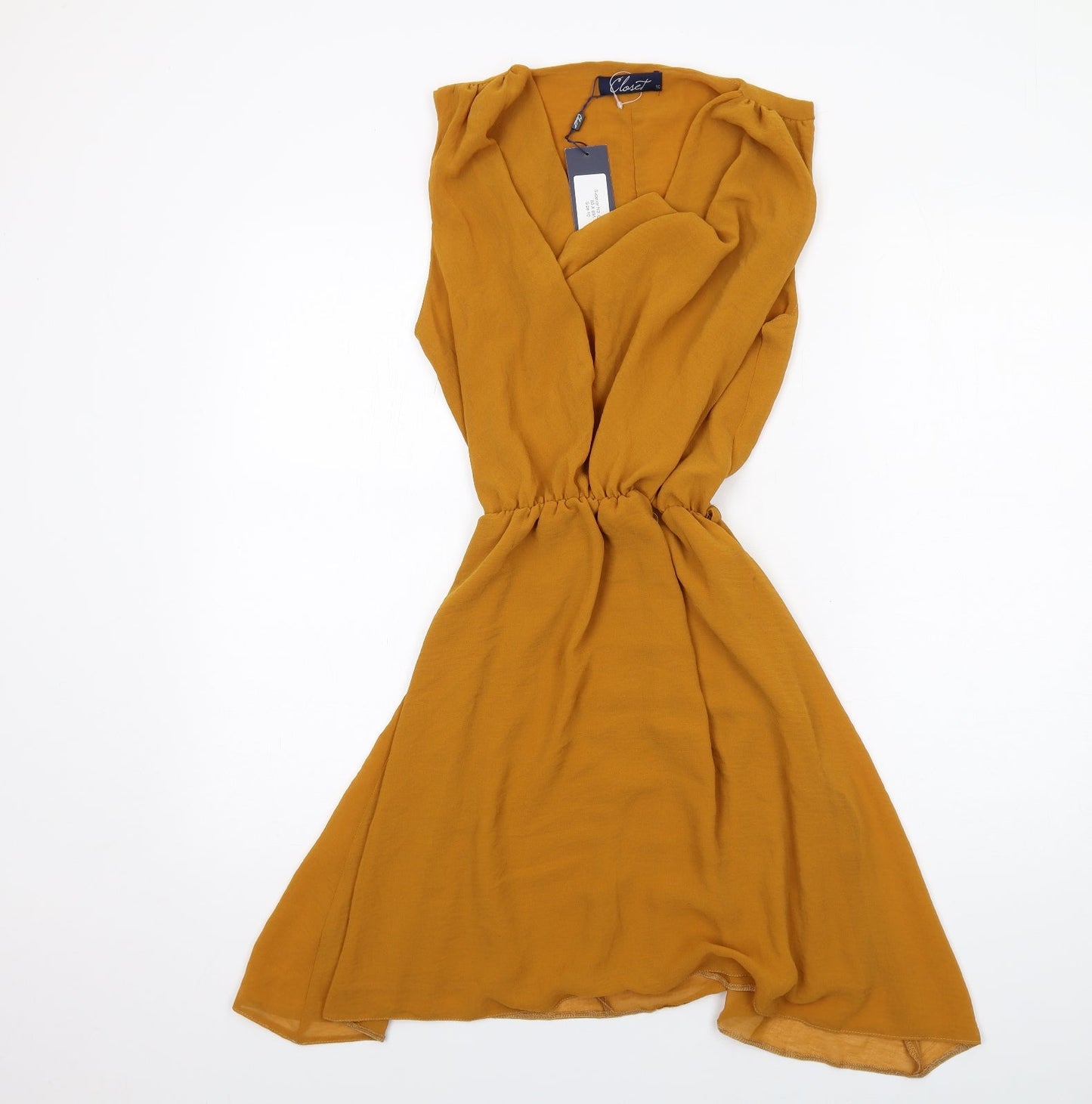 Closet Womens Yellow Polyester A-Line Size 10 V-Neck Pullover