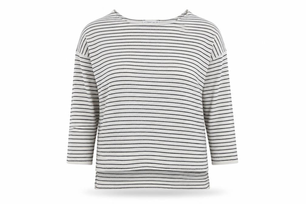 Zara Womens White Round Neck Striped Polyester Pullover Jumper Size S