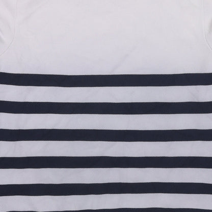 Savida Womens Blue Round Neck Striped Polyamide Pullover Jumper Size L