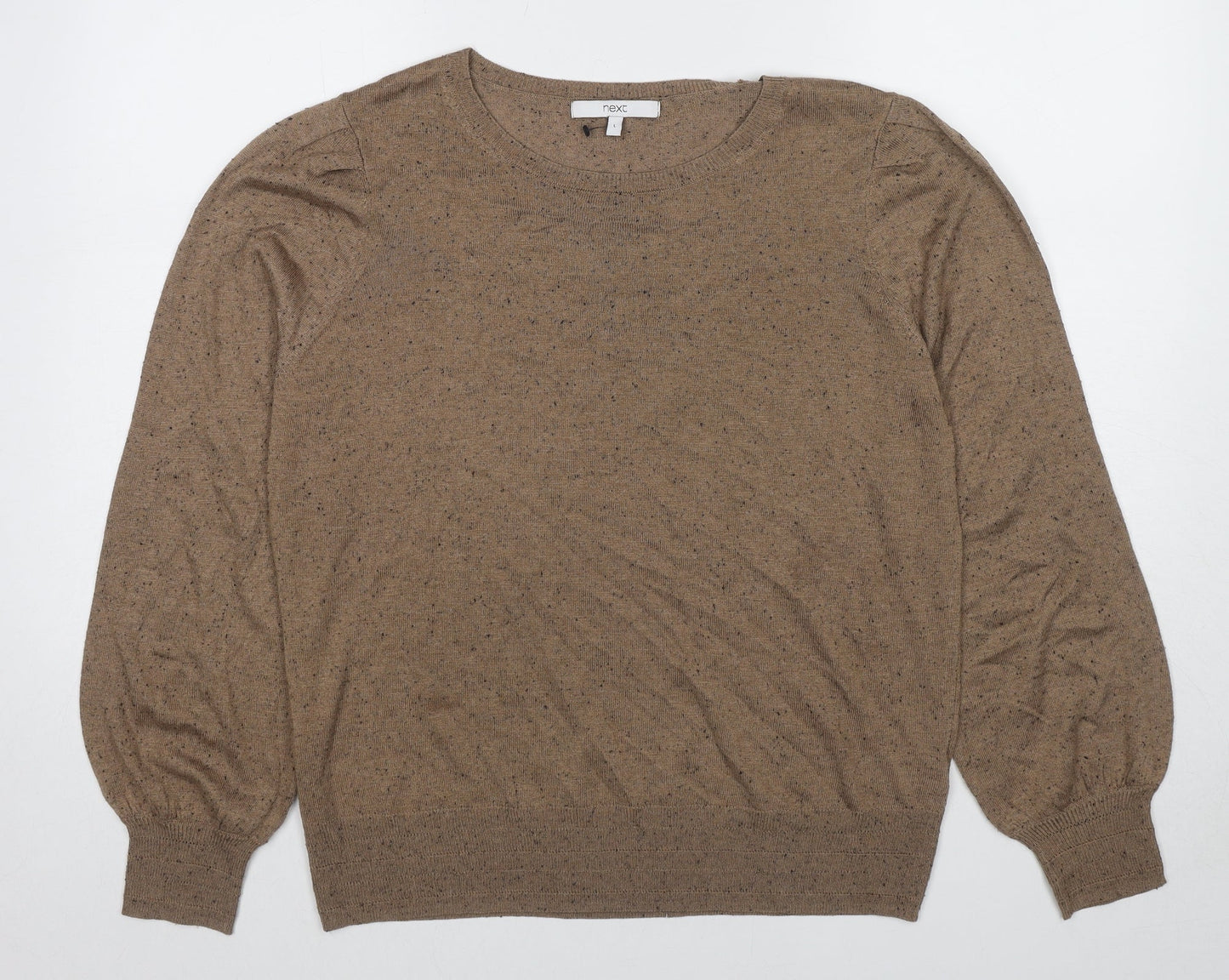 NEXT Womens Brown Round Neck Polyester Pullover Jumper Size L