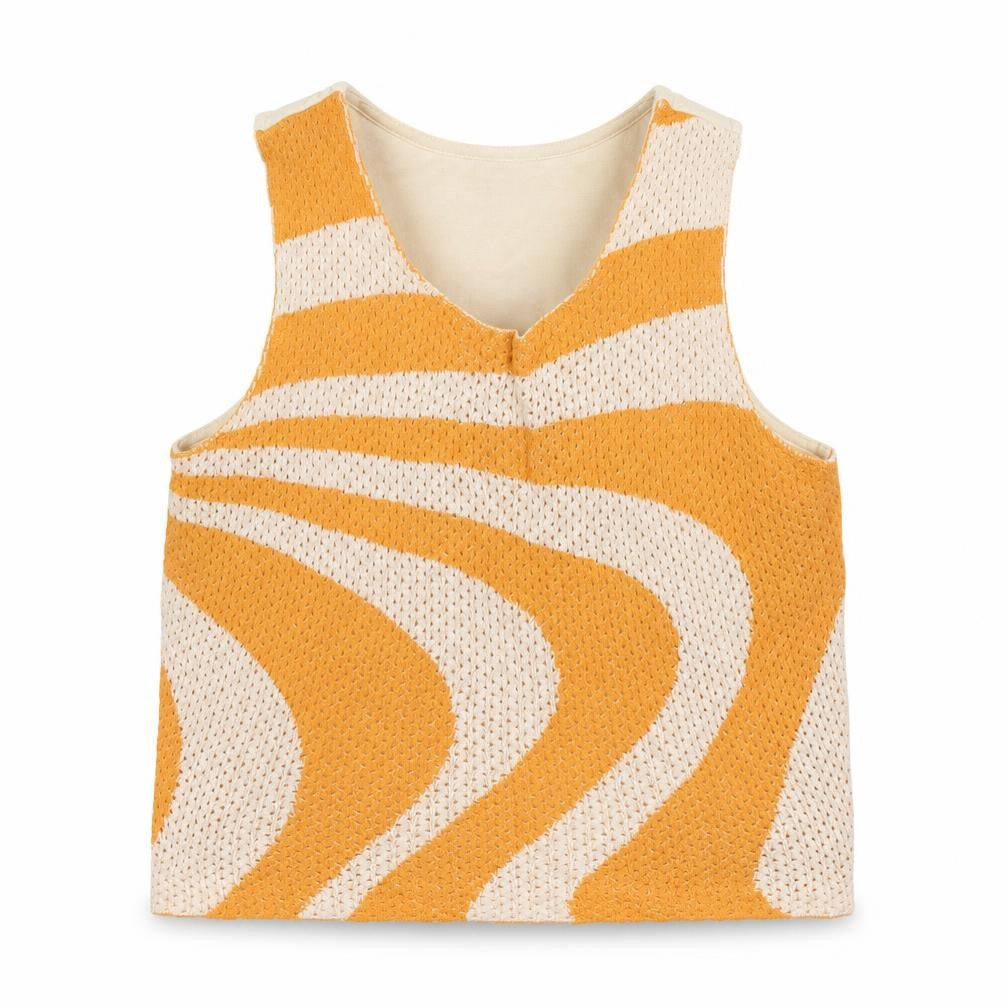 River Island Girls Beige Geometric Cotton Basic Tank Size 13-14 Years Round Neck Pullover