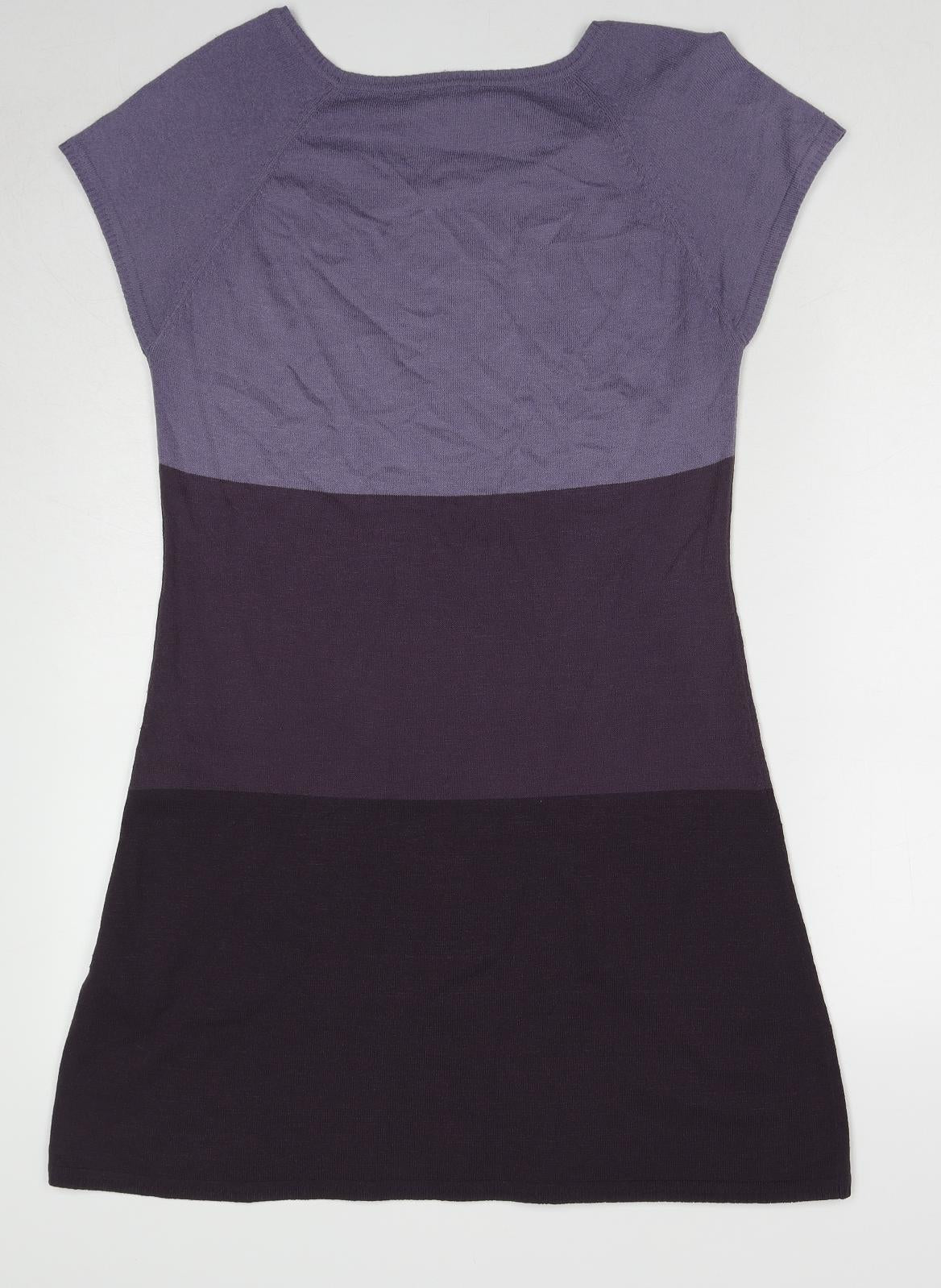 H&M Womens Purple Striped Acrylic A-Line Size M Round Neck Pullover