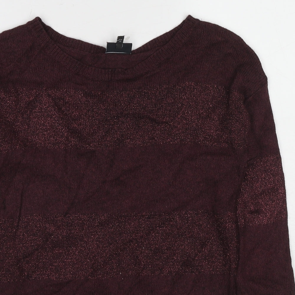NEXT Womens Red Boat Neck Striped Viscose Pullover Jumper Size 12