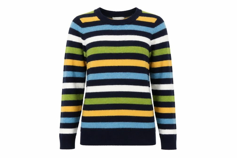 Christian Siriano Womens Multicoloured Crew Neck Striped Wool Pullover Jumper Size M