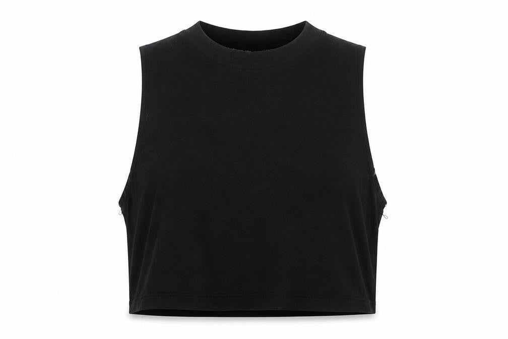 H&M Womens Black Polyester Cropped Tank Size S Crew Neck