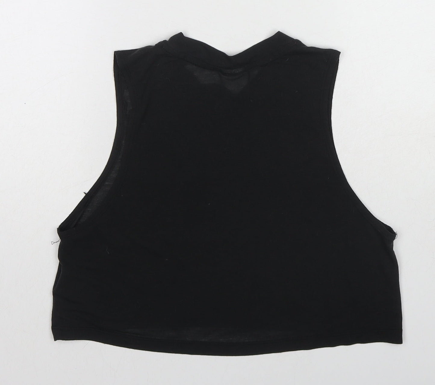 H&M Womens Black Polyester Cropped Tank Size S Crew Neck