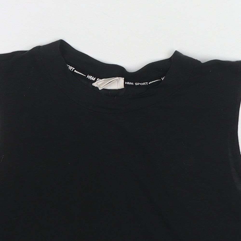 H&M Womens Black Polyester Cropped Tank Size S Crew Neck